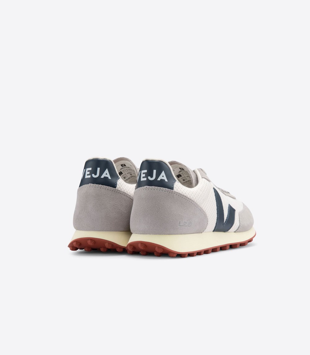 Veja Trainers Mens Grey/White/Blue - Rio Branco Hexamesh Gravel - CTSG-09265